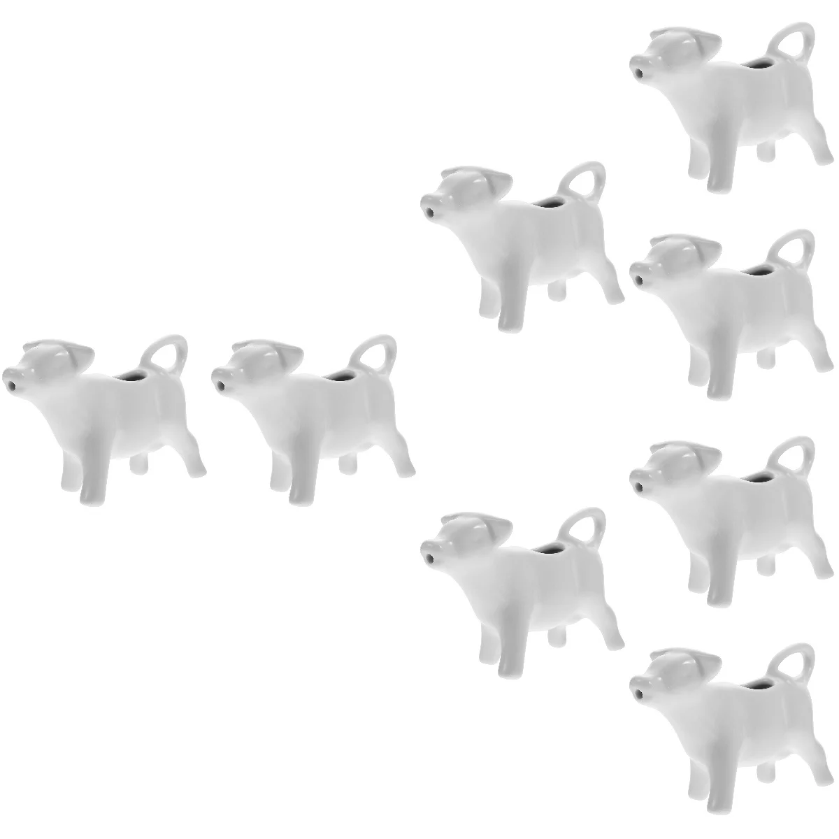 

8pcs Set of 8 Coffee Ceramic Milk Cup Pull Flower White Mouse-shaped Teapot Kettle Latte