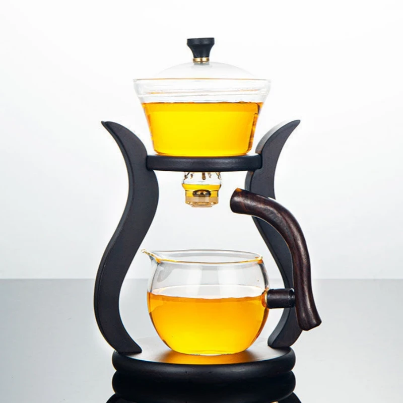 Heat-Resistant Glass Tea Set Magnetic Water Diversion Rotating Cover Bowl Automatic Tea Maker Lazy Kungfu Teapot Drinking