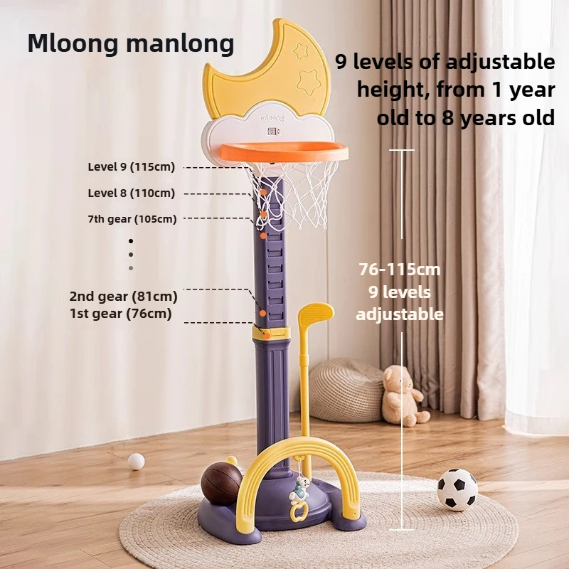 Verstelbare mini-basketbalring voor binnen voor peuters - kleine basketbalstandaard voor kinderen van 1-3 jaar, draagbaar thuissportspeelgoed
