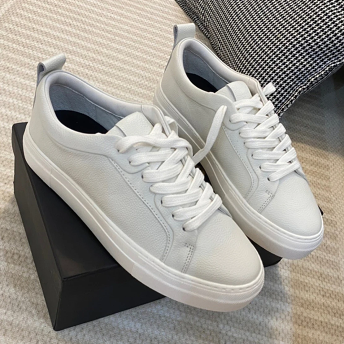 

Jenny&Dave 2024 New Shoes Ins Fashion Sneakers Women Blogger Cowhide Leather White Vulcanized Shoes Comfortable Casual