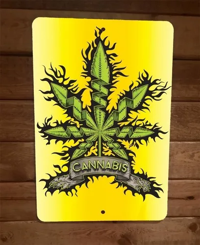 Plant Yellow  Metal Wall Sign 420 Mary Jane