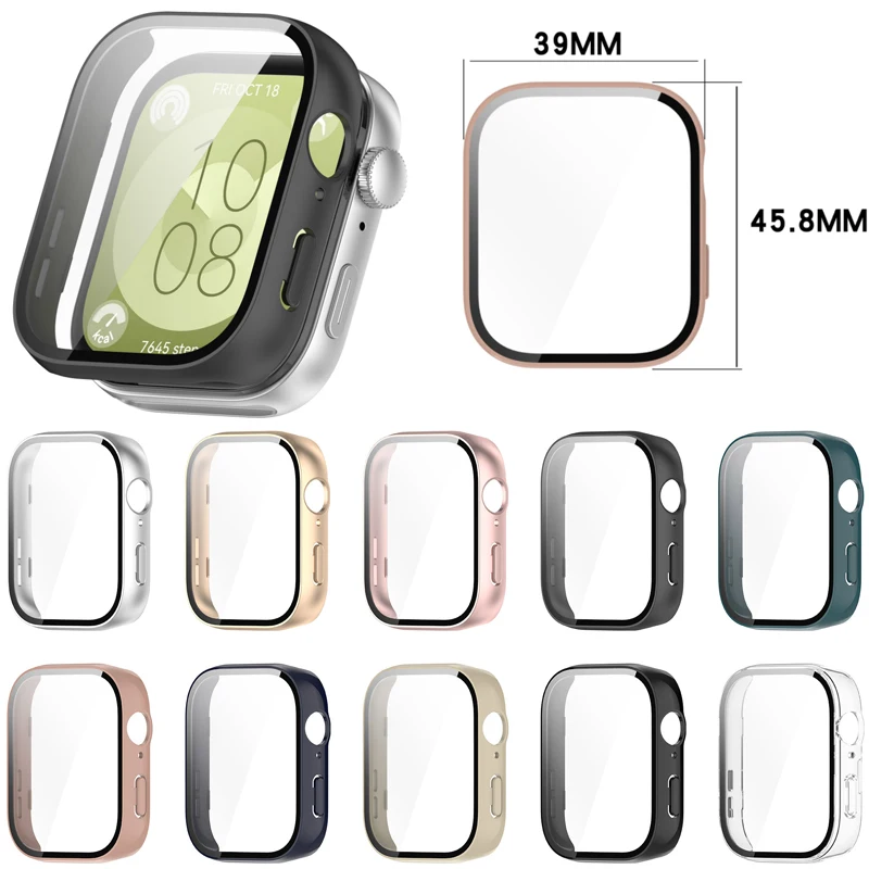 Film de protection d'écran en verre à coque rigide pour montre intelligente, étui plein cadre pour Huawei Watch Fit 3, housse de pare-chocs, accessoires intelligents Fit3