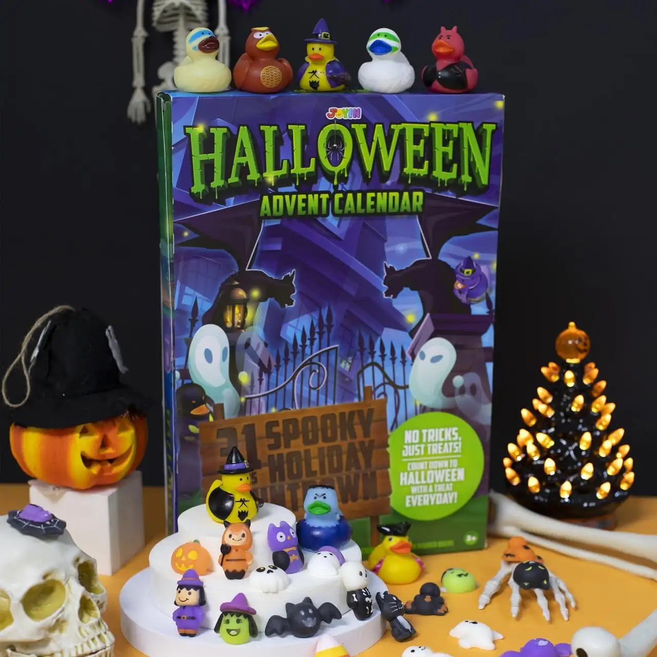 Joyfy 31 قطعة تقويم القدوم للهالوين 2025 تقويم القدوم على شكل بطة مطاطية للهالوين تقويم العد التنازلي