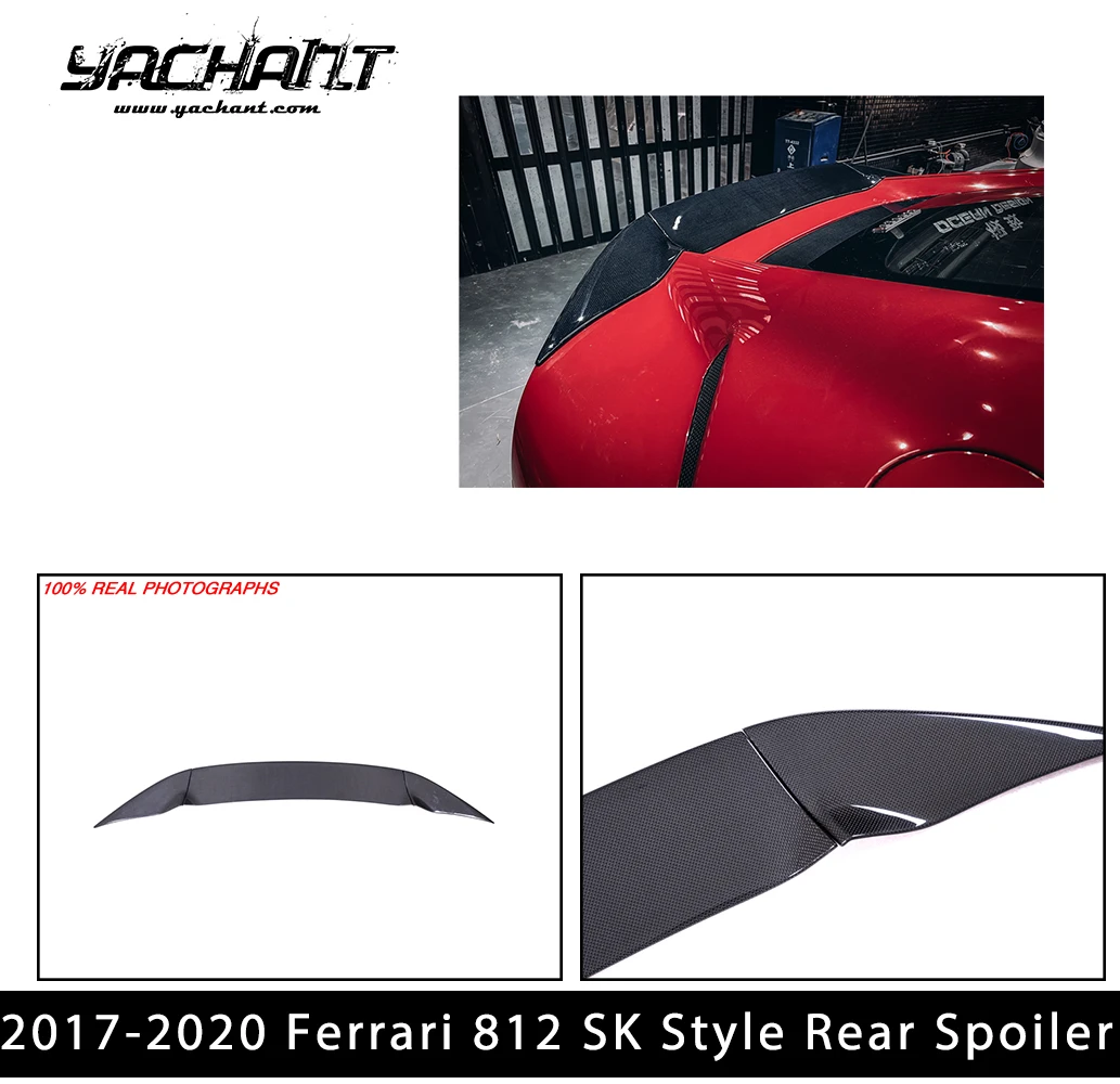 

Dry Carbon Fiber Rear Spoiler SK Style Fit For 2017-2020 Ferrari 812 Superfast