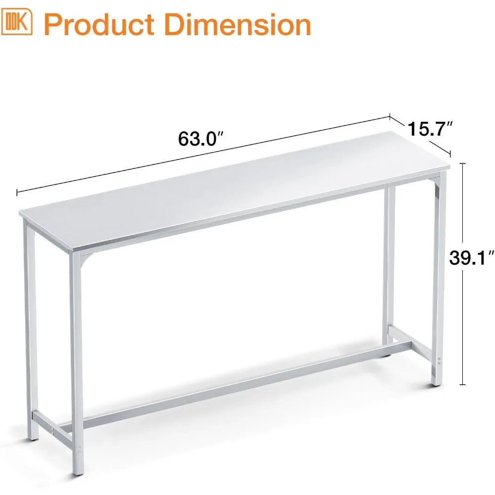 63 inch Bar Table, Bar Height Pub Table, Counter Height Bar Table, Rectangular High Top Kitchen & Dining Counter