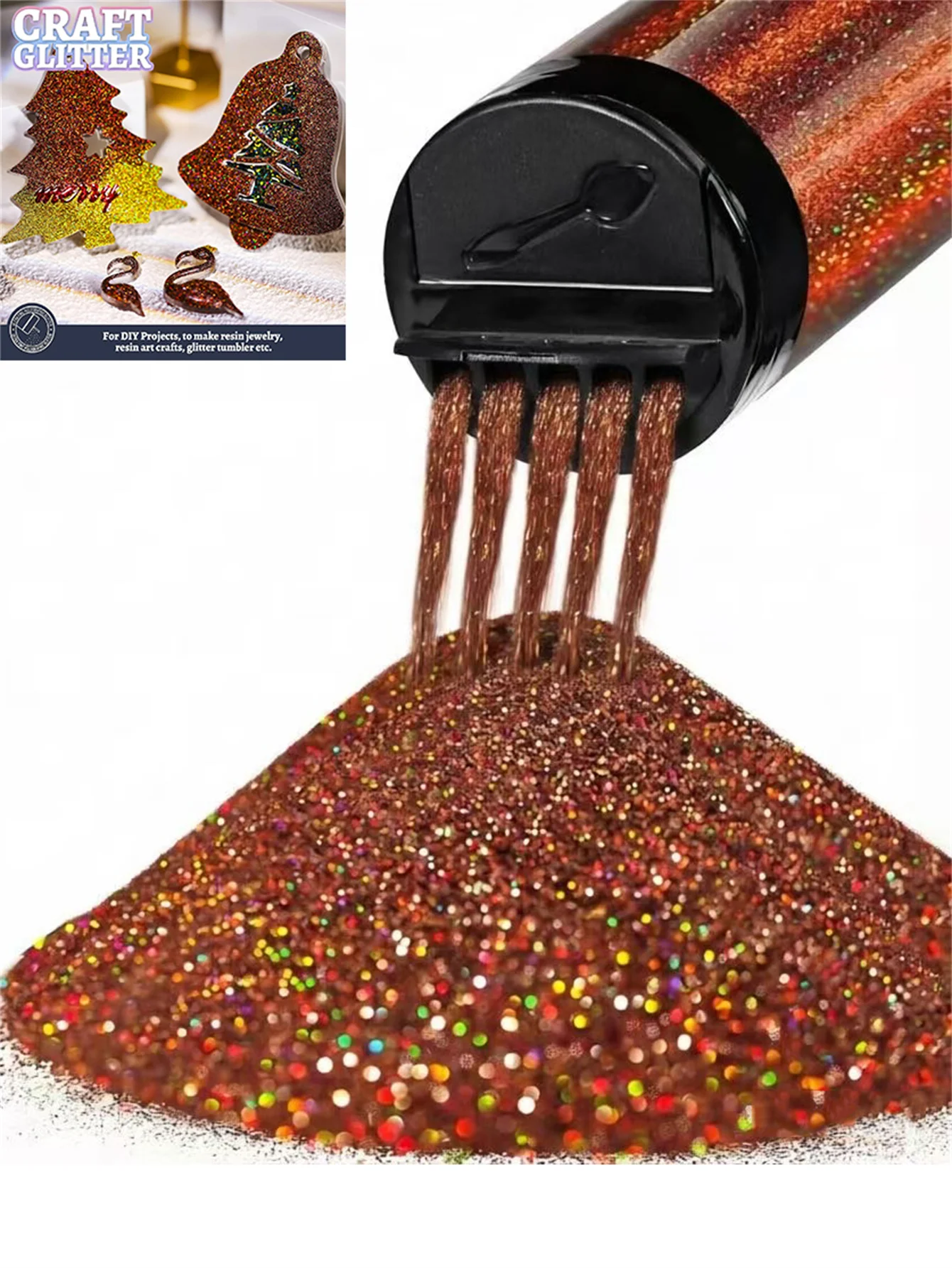 120ML Nagelglitzerpulver, Holographischer Ultrafeiner Glitzer, 1/128" Harzglitzerpulver, Metallisch Schillernder Glitzer für Bastelarbeiten