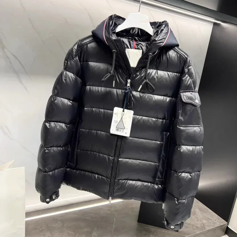 Mo * cl * r inverno masculino branco ganso para baixo jaqueta quente com capuz fino ajuste puffer casaco masculino casual de alta qualidade casaco térmico