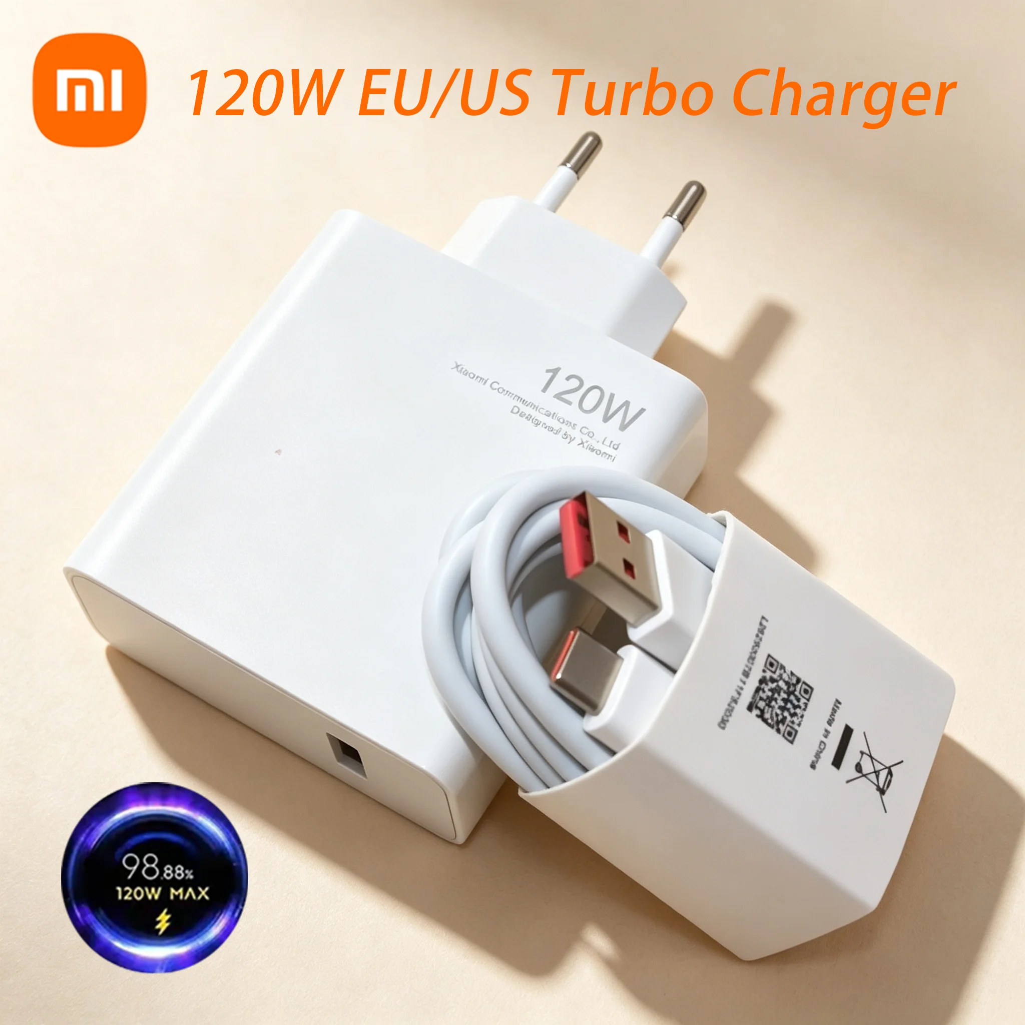 Carregador Turbo Xiaomi 120W Adaptador de Carregamento Rápido EU US POCO Redmi Note Pro Mi 15 14 13T 13 12T T Pro