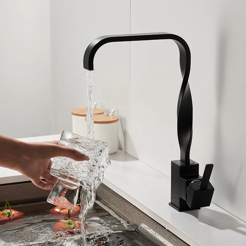 

BAKALA Кисть золото Раковина для ванной комнаты Смеситель для кухни Смеситель для горячей и холодной воды Кран с вращением на 360° Смесители для раковины с одной ручкой