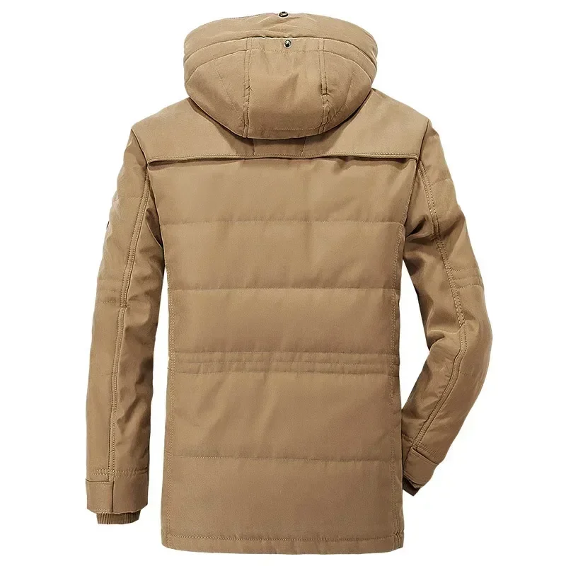 Parkas cálidas de lana para hombre, chaqueta con sombrero desmontable, abrigo informal de algodón para exteriores, chaquetas acolchadas de piel, 7XL, Invierno