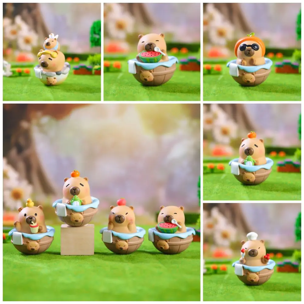 

New Capybara Bathing Series Blind Box Cute Mini Resin Tumbler Model Doll Desktop Decoration Action Figure Toys Christmas Gift