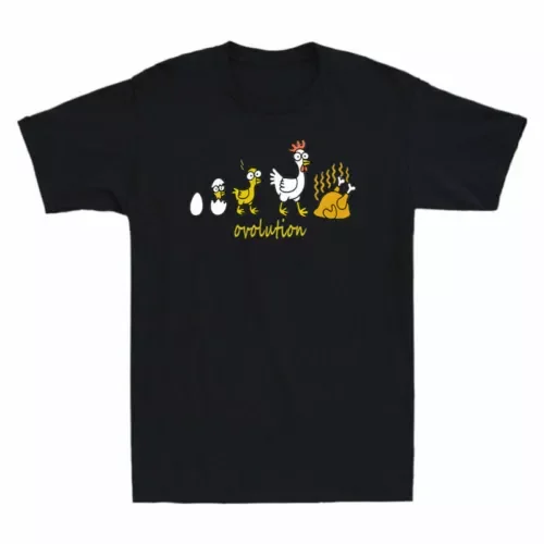 Evolution Joke chick Party Tee Chicken T-Shirt Ovolution GiftShort Men's SleeveUnisex T-shirts for Men Women Summer Tees Cotton