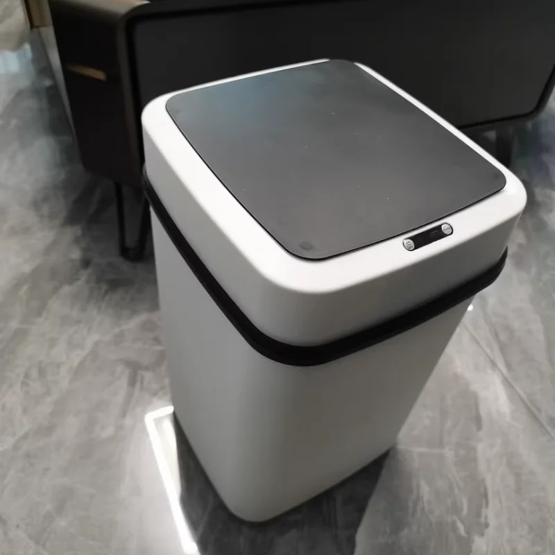 

New Household Bathroom Living Room Kitchen with Lid Contact-free Automatic Sensor Open Lid Intelligent Garbage Cans