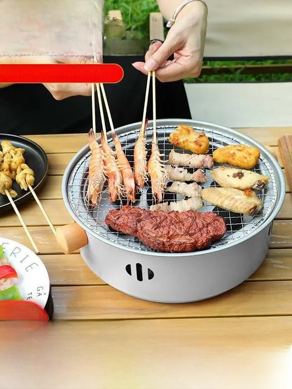 Портативная уличная одноразовая печь для барбекю, круглая печь для фруктового угля, кулачковая печь, маленькая домашняя печь из нержавеющей стали