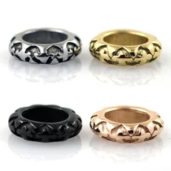 4pcs Stainless Steel Spacer Decorative Pattern Beads Hole fit 5mm Cord Slider Charm for Leather Bead Bracelet Making Jewelry DIY