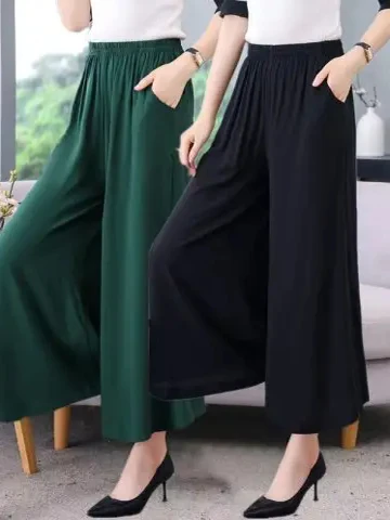 Casual Wide Leg Pants for Middle-Aged Mothers Summer New Sle Loose Fit High Waist Korean Sle Commute Wind Women's Outerwear