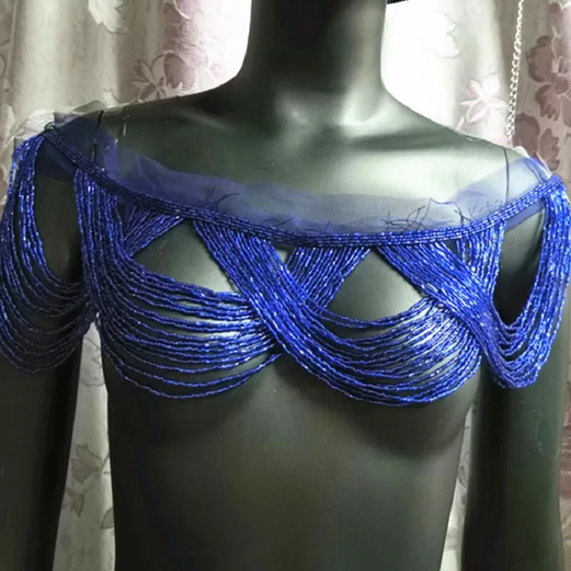 

Модное платье с бахромой из бисера длиной 50 см и шириной 10 см, принадлежности от кутюр, бахрома для абажура, черный, серебристый, синий, розовый, антикварное золото