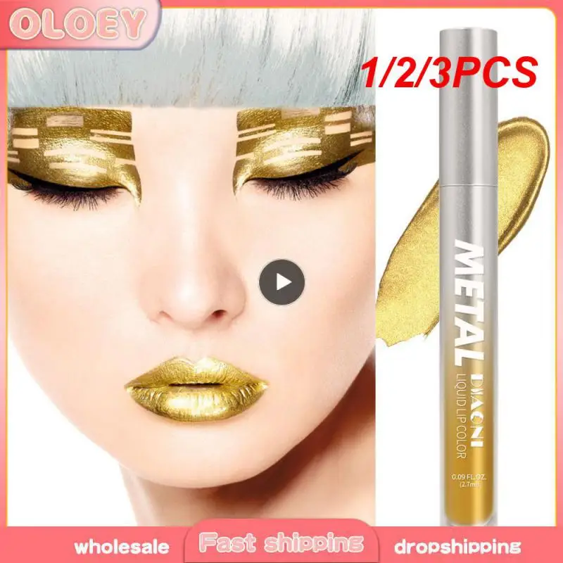 1/2/3PCS Golden Eyeshadow Charming Appearance Metallic Luster Golden Liquid Eye Shadow Non-stick Cup Dual Function Make-up