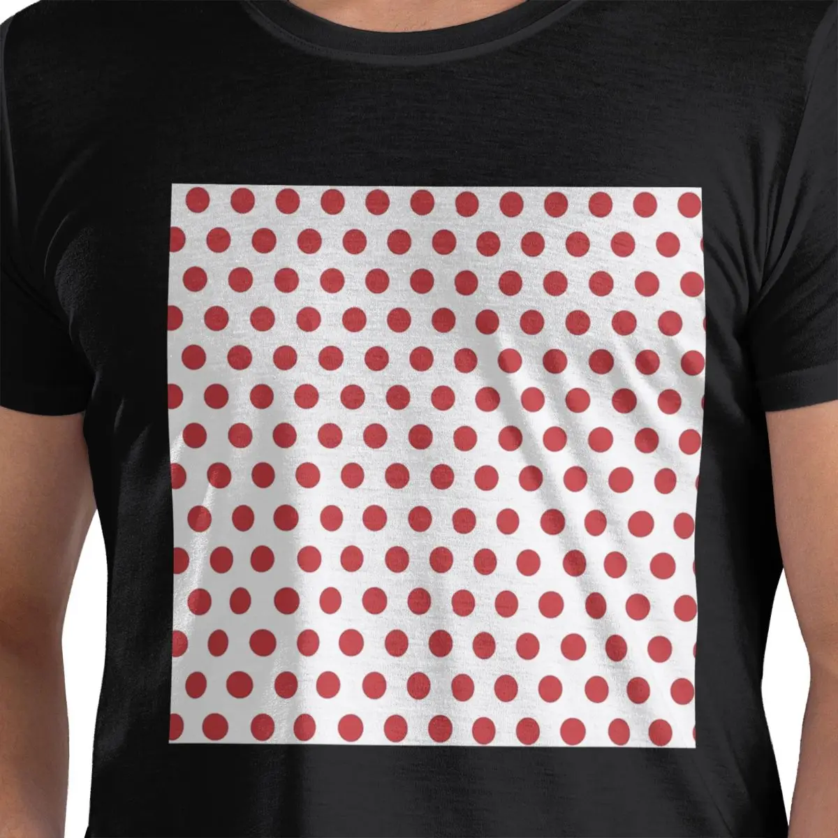 

Белая футболка в красный горошек из 100% хлопка, мужские забавные футболки, мужские футболки с круглым вырезом и коротким рукавом, S-6XL