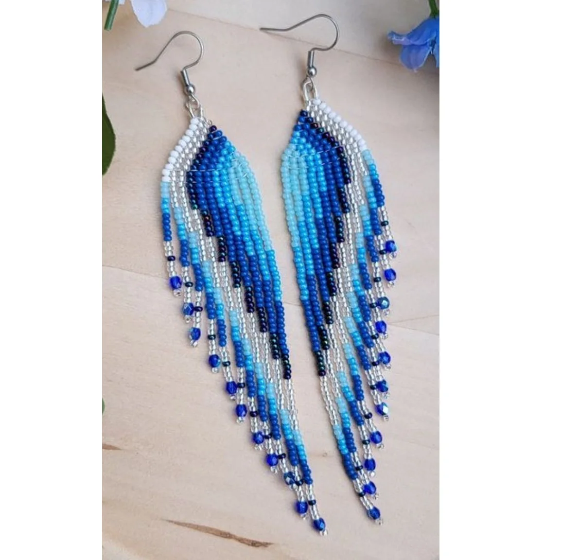 

ZGMXR Rice bead earrings Fashion Geometry Simple Alloy heart Symmetry female Bohemia Tassel Pattern Hand-woven Beaded earrings