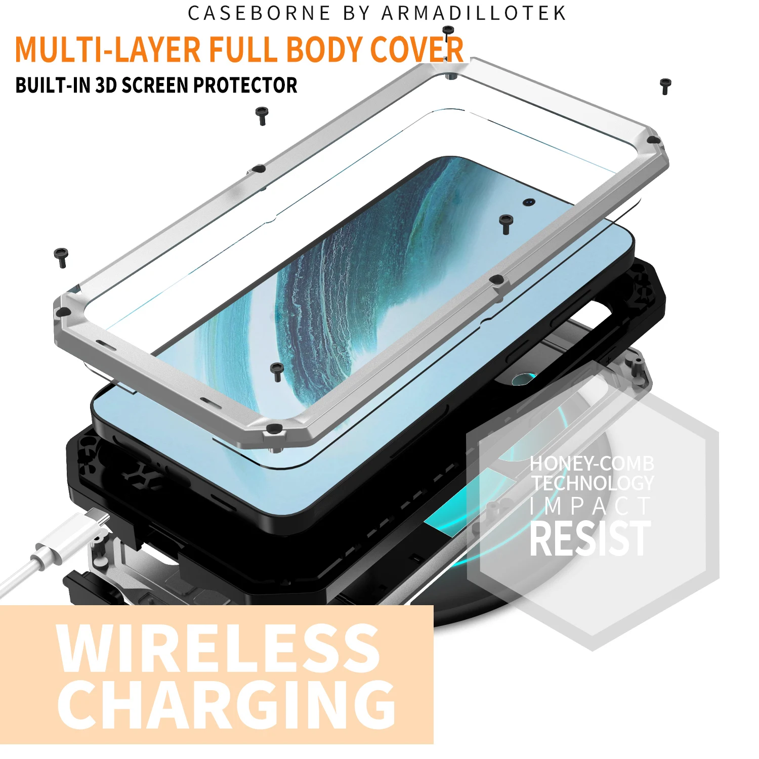 R-JUST Heavy Duty Protection Phone Case For Samsung S24 Ultra Plus Shock Resistant Waterproof Dusty-proof Full Cover With Stand