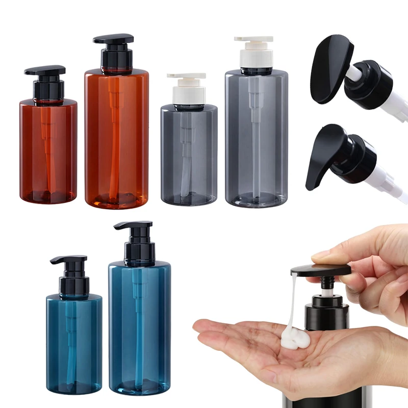 Botellas de bomba de loción de plástico vacías recargables de 300/500ml, contenedor dispensador de bomba portátil para champú, acondicionador de Gel de ducha, 2 uds.