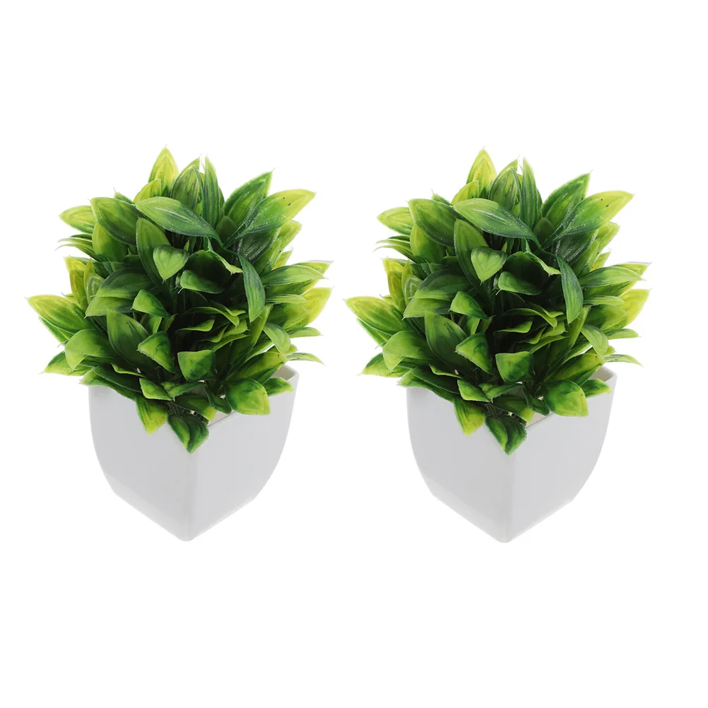 

2Pcs Small Artificial Bonsai Trees Faux Plants for Home Decor Realistic Simulation Indoor Green Plants Shelf Fake Bonsai