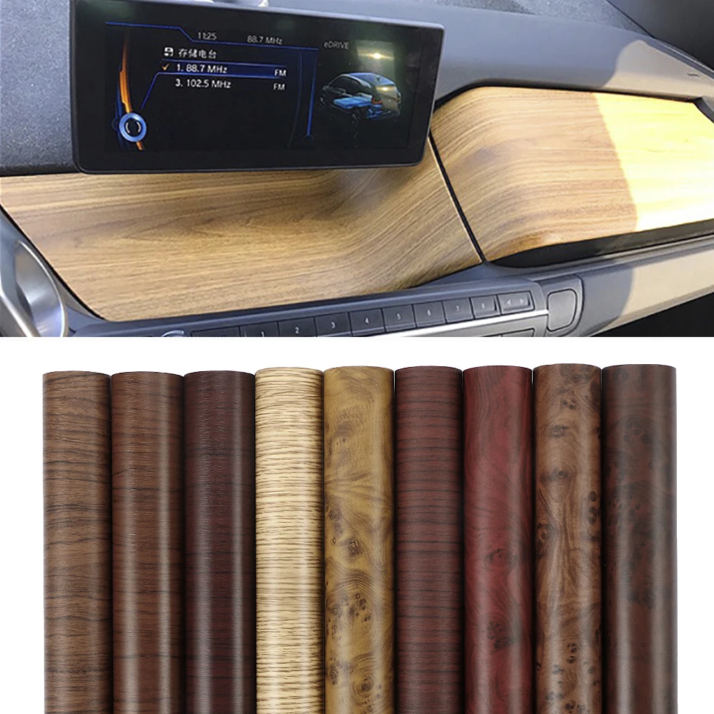 

50*200/600cm Premium Wood Grain Vinyl Wrap Film Car Stickers and Decals Auto Interior PVC Film with Air Bubble Free Accessories