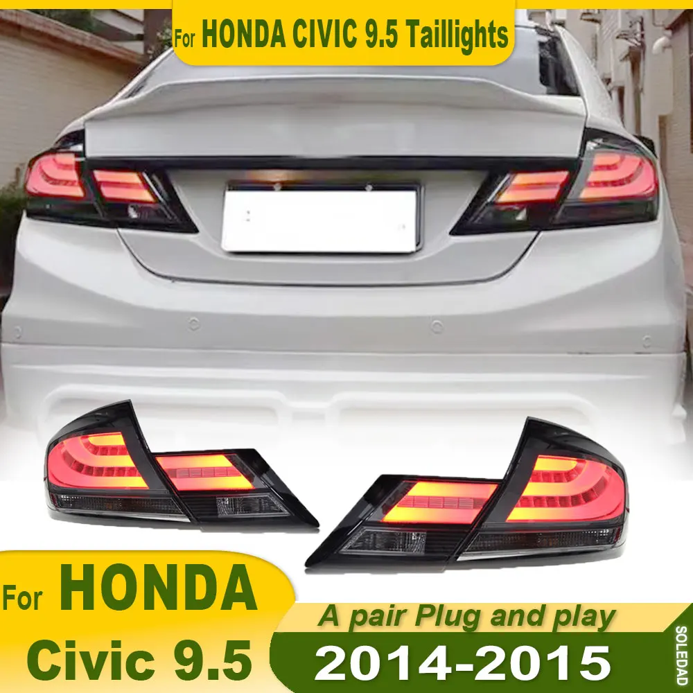 Lanterna Traseira para Honda Civic 2014 2015 9ª Geração com DRL, Luz de Neblina, Freio, Sinal de Direção e Ré - Plug and Play