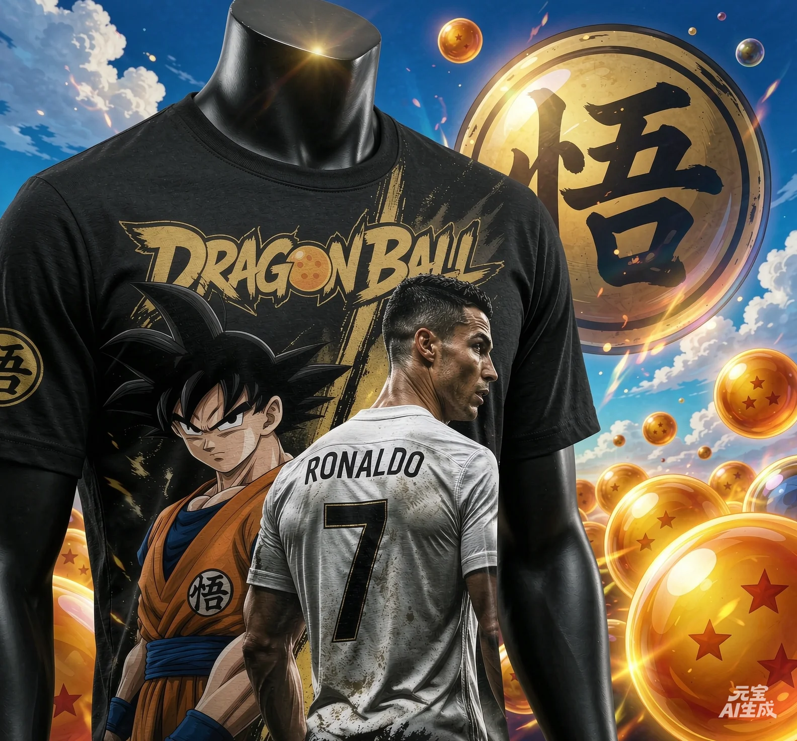 26/27 Dragon Ball Wukong Ronaldo 7 3D-Druck Anime Fußball Schnelltrocknend Eltern-Kind Atmungsaktives Street-Sport-Tanktop