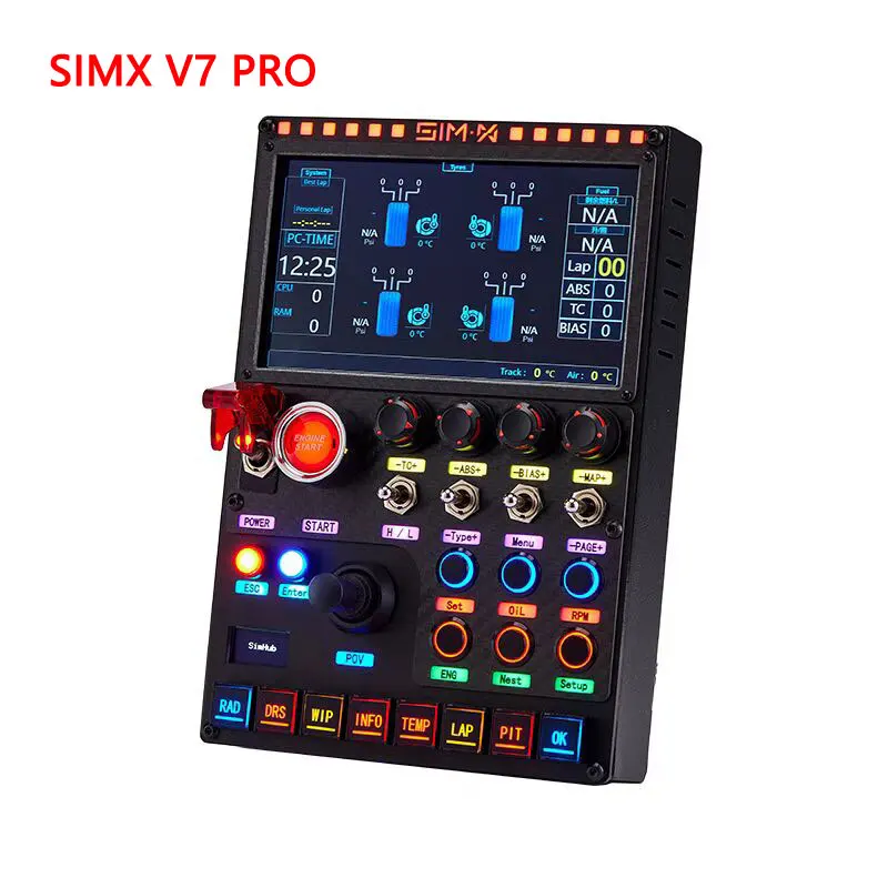 SIMX 7-inch RGB Instrument Central Control Box PRO Version PC Racing Simulator Control Box For Logitech G29 MOZA Thrustmaster