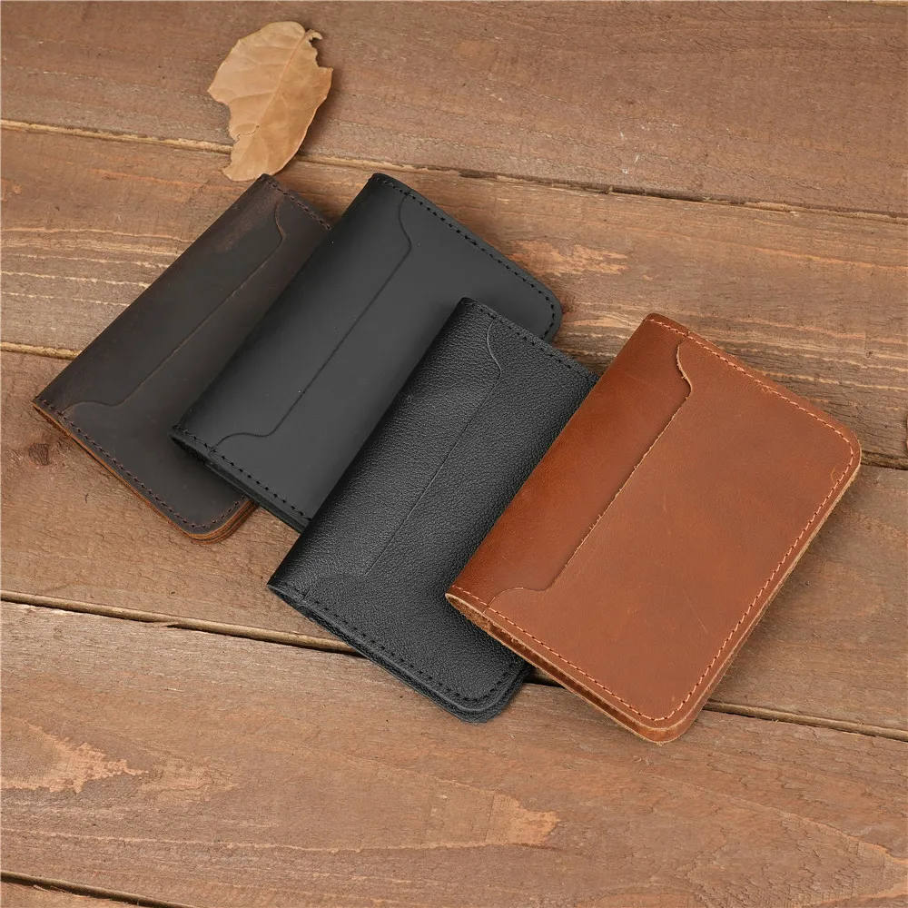 1152 Unisex Genuine Leather Cow Pickup Bag, Retro Crazy Horse Leather Bag, Casual Multi Card Pocket Wallet