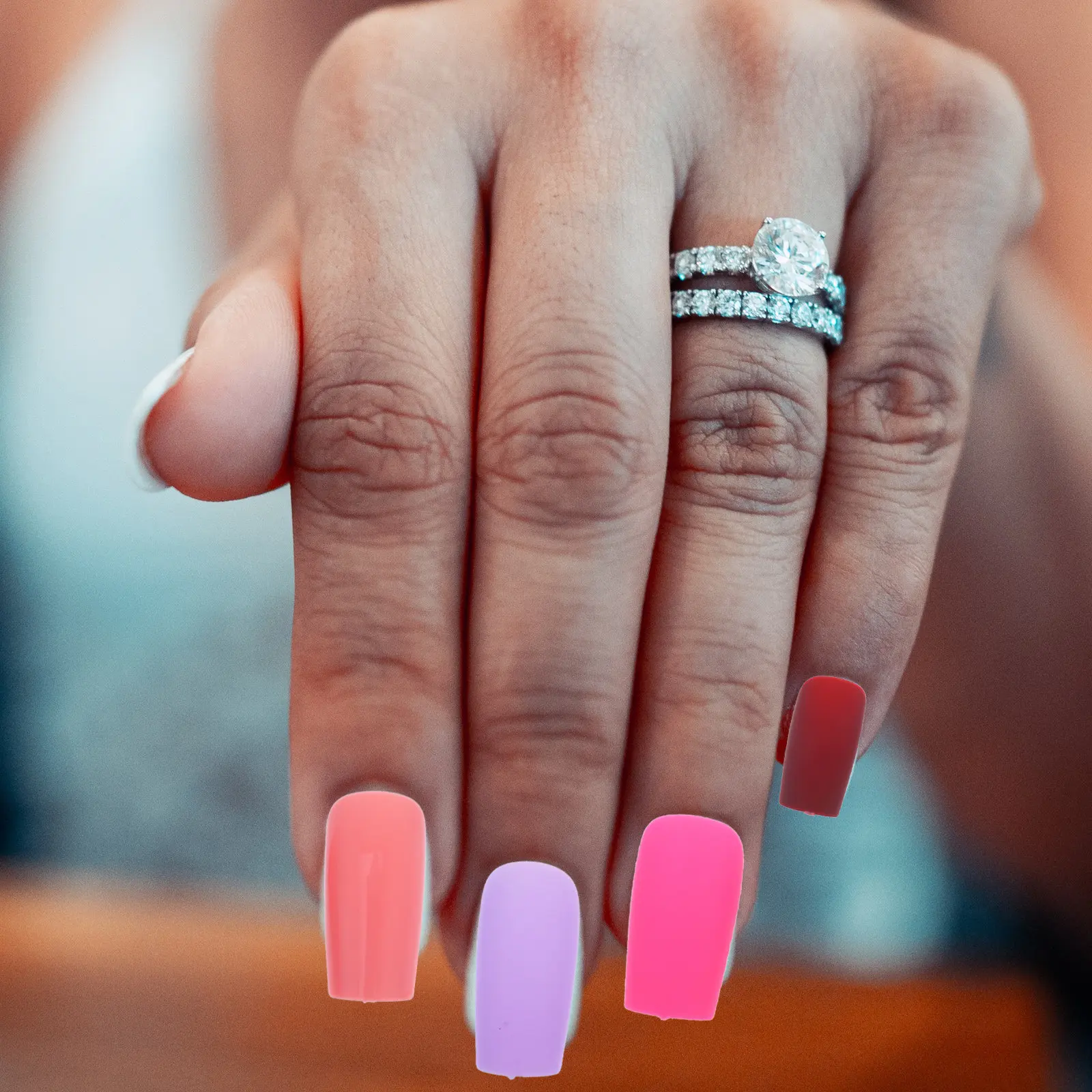 

1 Box Press on Fake Nails Medium Square Shape Finish Solid Color False Nails Easy Apply Remove Wearable for Any