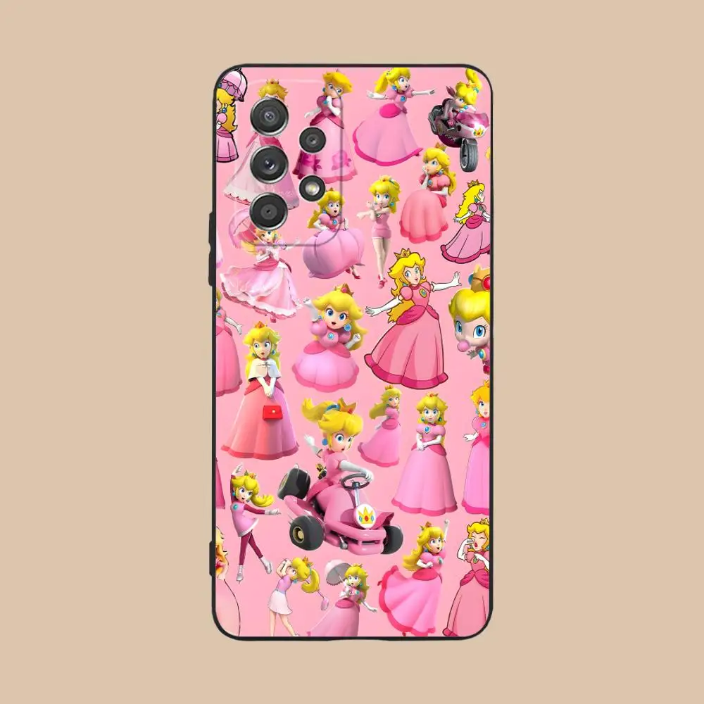 أنيمي الأميرة الخوخ قضية الهاتف المحمول لسامسونج غالاكسي A56 55 54 53 52 51 36 35 34 23 16 15 5 جرام غطاء ملون فاخر جميل