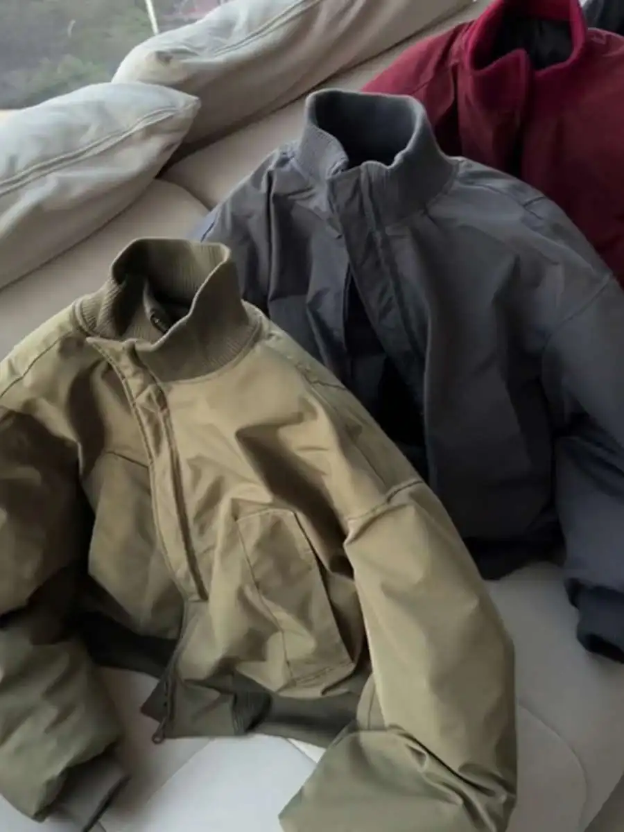 معطف بيسبول عسكري من Militaryenn Flight Jaet ort Sle بياقة واقفة للرجال للخريف عصري كاجوال فضفاض مناسب من القطن