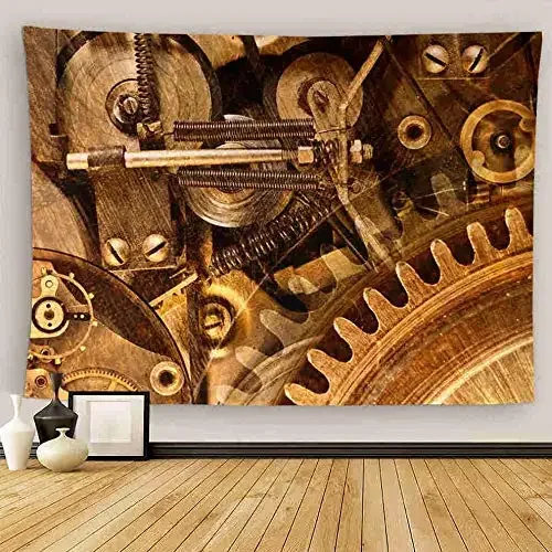 Industrial Tapestry Mechanical Gears Device Tapestry Steampunk Style Tapestry Wall Hanging Decor for Bedroom Living Room Dorm