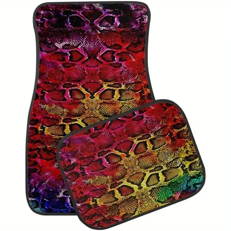 Automotive Floor Mats Snake Light Beige Print Cut Carpet Floor Mats For Cars Waterproof Front & Rear Liners 4pcs Car Mat Set, A