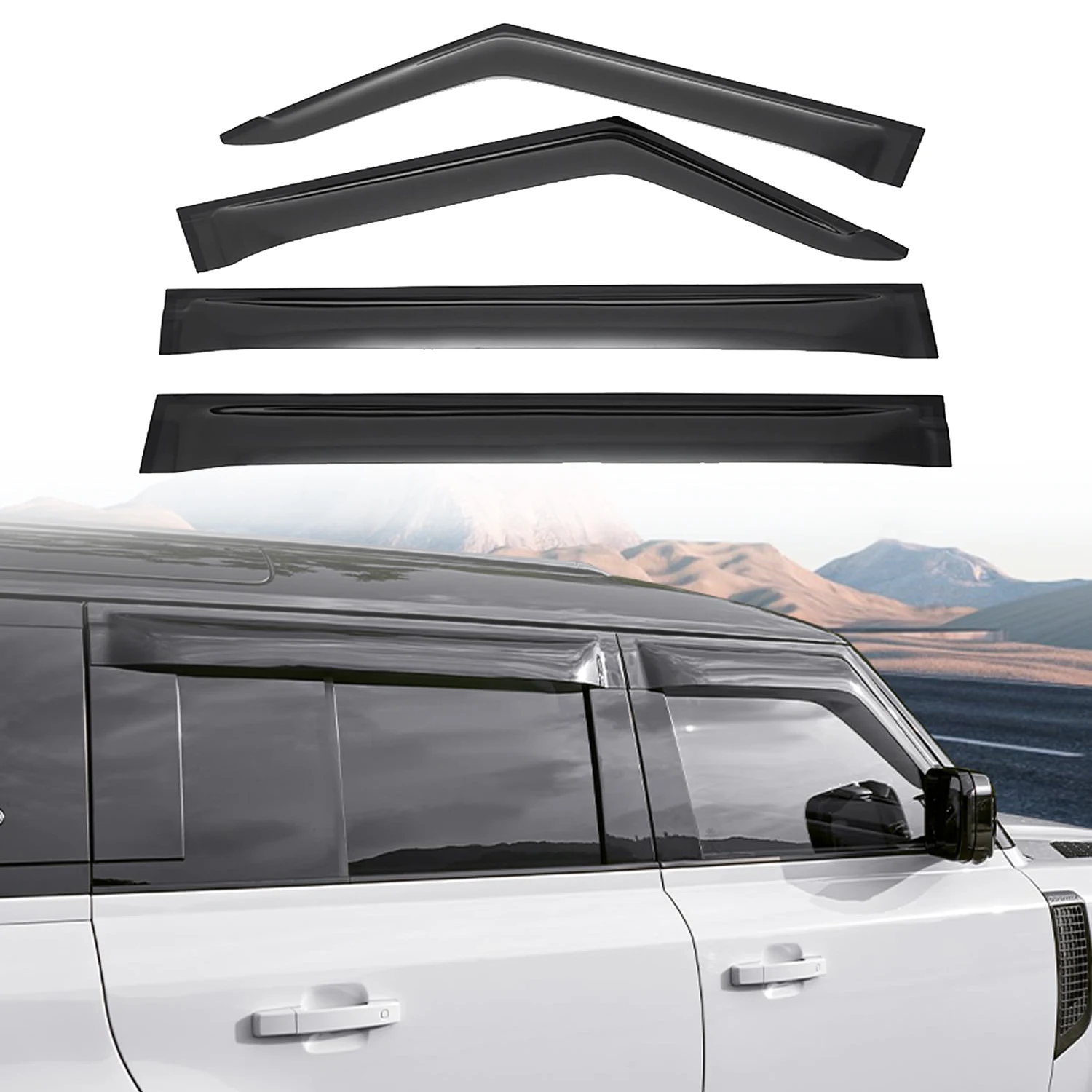 

For Land Rover Defender 110 130 2020-2025 Car Side Window Deflector Visor Wind Deflector Rain Guards Sunshades Cover 4pcs