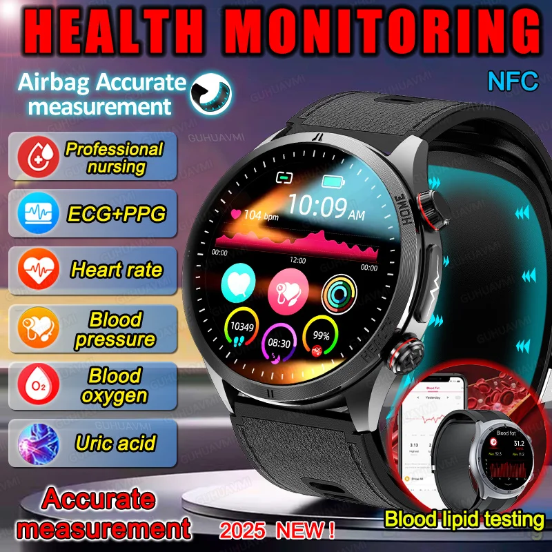

New For man Watches Air Pump Airbag Accurate Measure Smart Watch Men Micro Physical Examination BloodPressure Sport SmartWatch