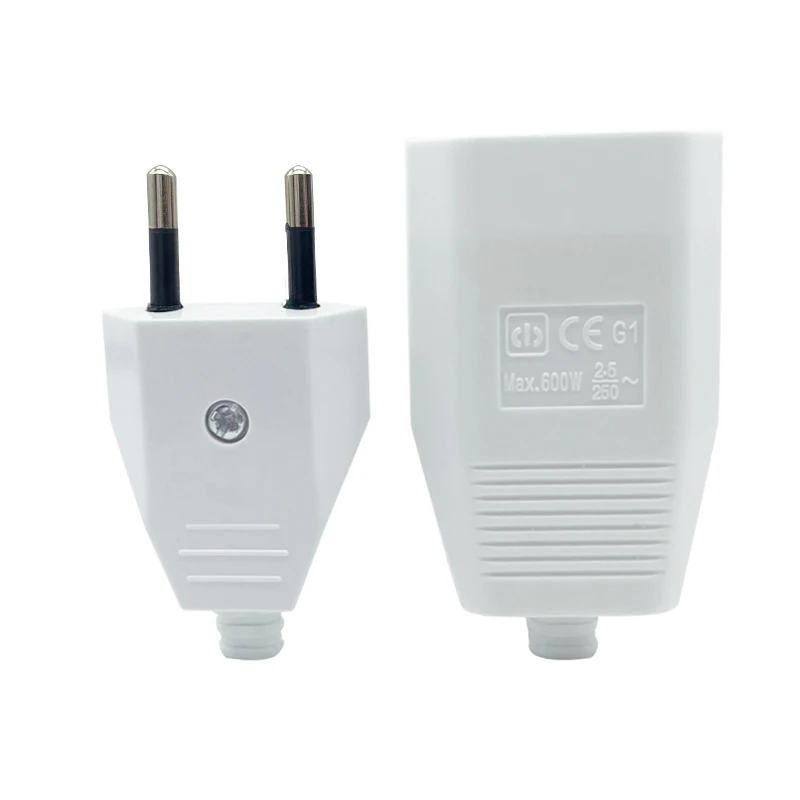 

1PCS Rewirable European Power Cord CE Male Plug Female Socket Electrical Plug Industrial Vintage Style Rewire Plug