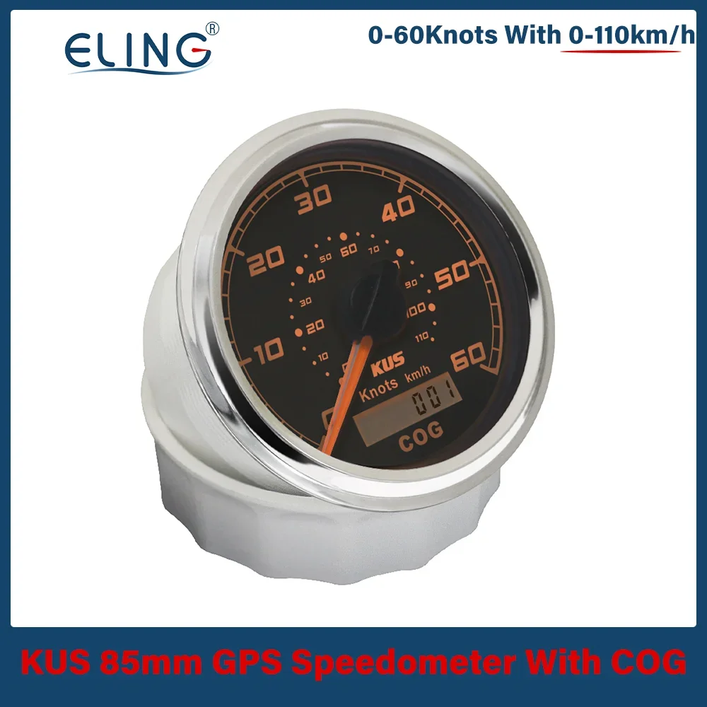 

KUS водонепроницаемые судно для морских лодок, универсальный 85 мм, 3 3/8 дюйма, GPS-спидометр, 0-30 узлов, 0–60 узлов, с красной, желтой подсветкой