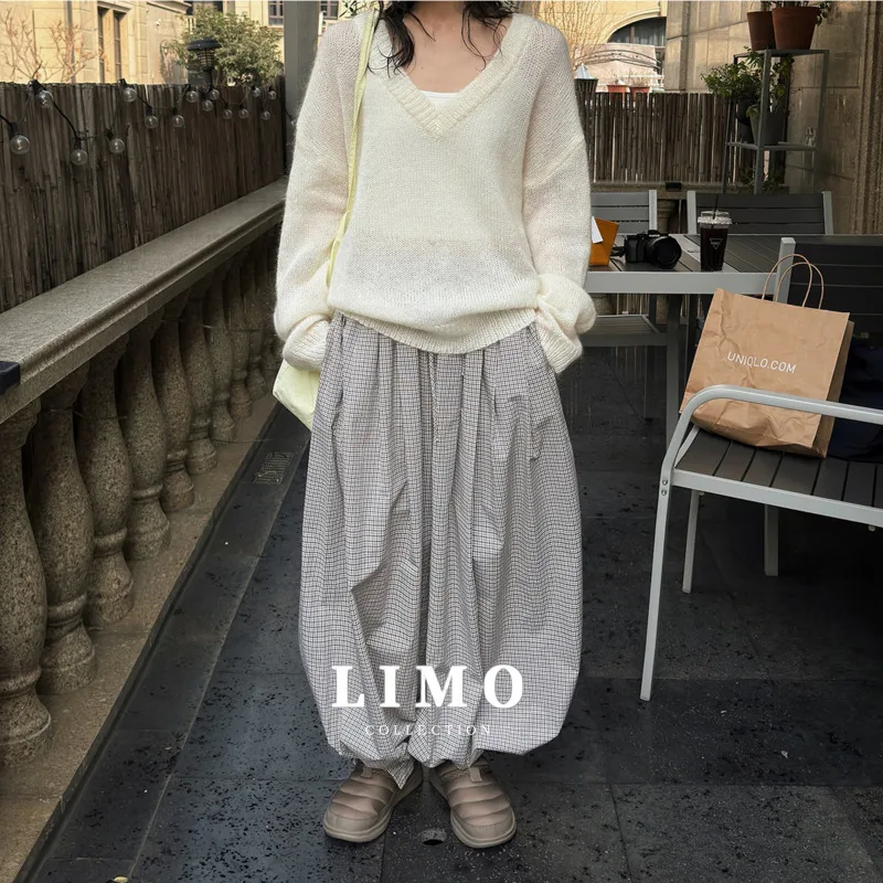 

LIMO Lazy Style Knit Sweater Women 2025 Spring Summer Simple Design Wool Blend Fashion Top Lightweight Casual Outfit