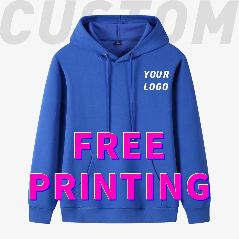 Customized sweatshirt free printing logo photo hoodie 100% cotton autumn and winter work clothes men and women team clothing