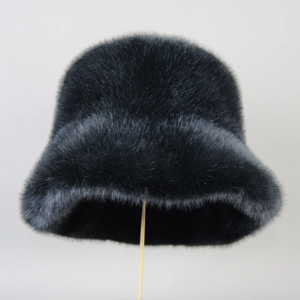 False Mink Fur Berets Elegant Women's Winter Caps New Design Fashion Artificial Fur Hats Knitted Warm False Mink Fur Beanies Hat