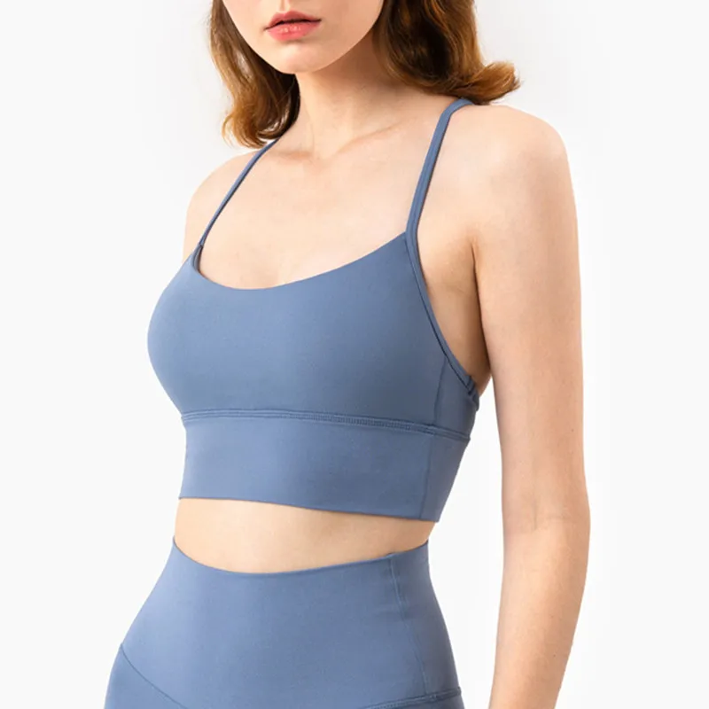 Yushuhua Yoga Bra Thin Shoulder Strap Women's Sports Bra Sexy Y Back Fitness Bra Tops Width Hem Training Underwear