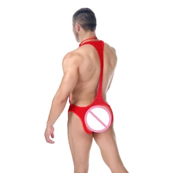 CLEVER-MENMODE Christmas Lingerie Sexy Bodysuit Underwear Men One-piece Santa Claus Mankini Erotic Costume Penis Pouch Buttocks