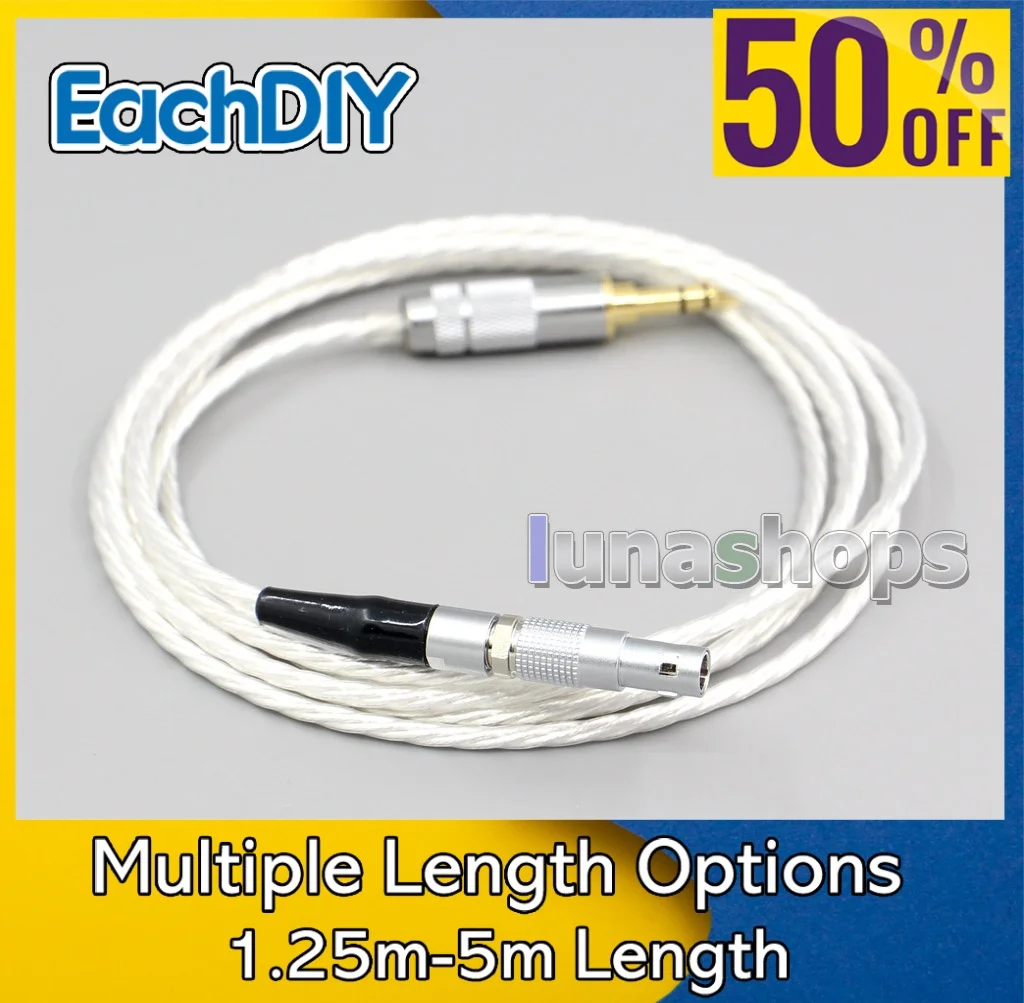 

XLR 4.4mm 2.5mm Hi-Res Silver Plated 7N OCC Earphone Cable For AKG K812 K872 Reference Headphone 6607