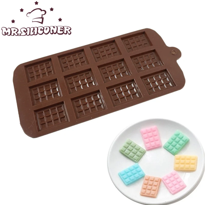 1PCS Silikon Form 12 Zellen Schokolade Mold Fondant Patisserie Candy Bar Mould Kuchen Modus Dekoration Küche Backen Zubehör