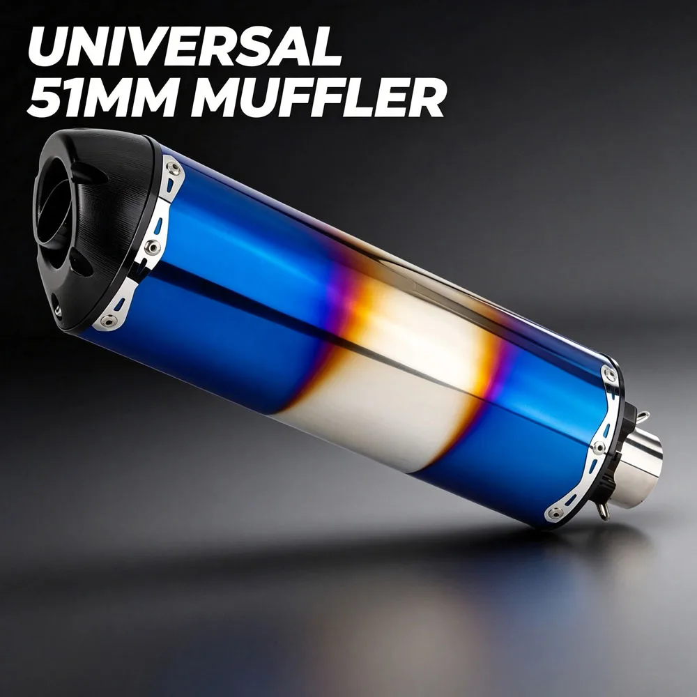 Motorcycle Exhaust Tail Tube Accessories Universal 51MM Interface Muffler Kit For R3 CBR650F S1000RR NINJA650 CB750 SV650