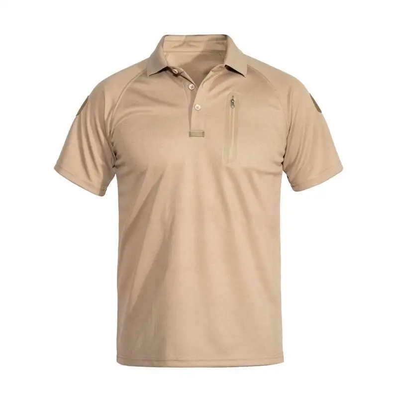 Outdoor Quick Drying Tactical T-shirt Men Lapel Elastic Polo Shirt Fitness Training Suit Fitness Hiking Hunting Short Sleeved
